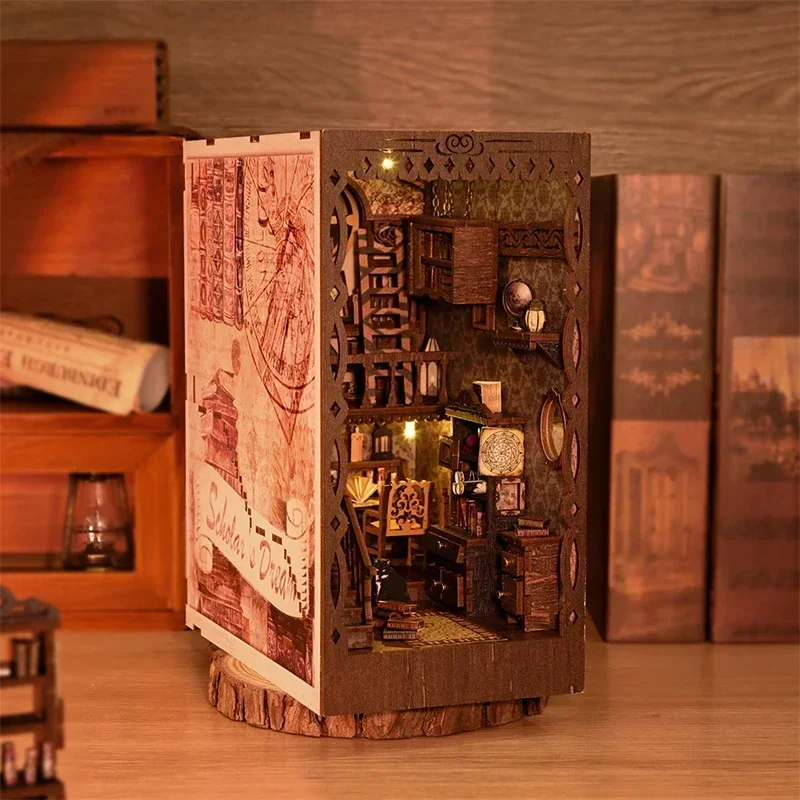 Diy Wooden Book Nook Kit Shelf Insert - YENİ DIY Ahşap Kitap Köşesi Raf