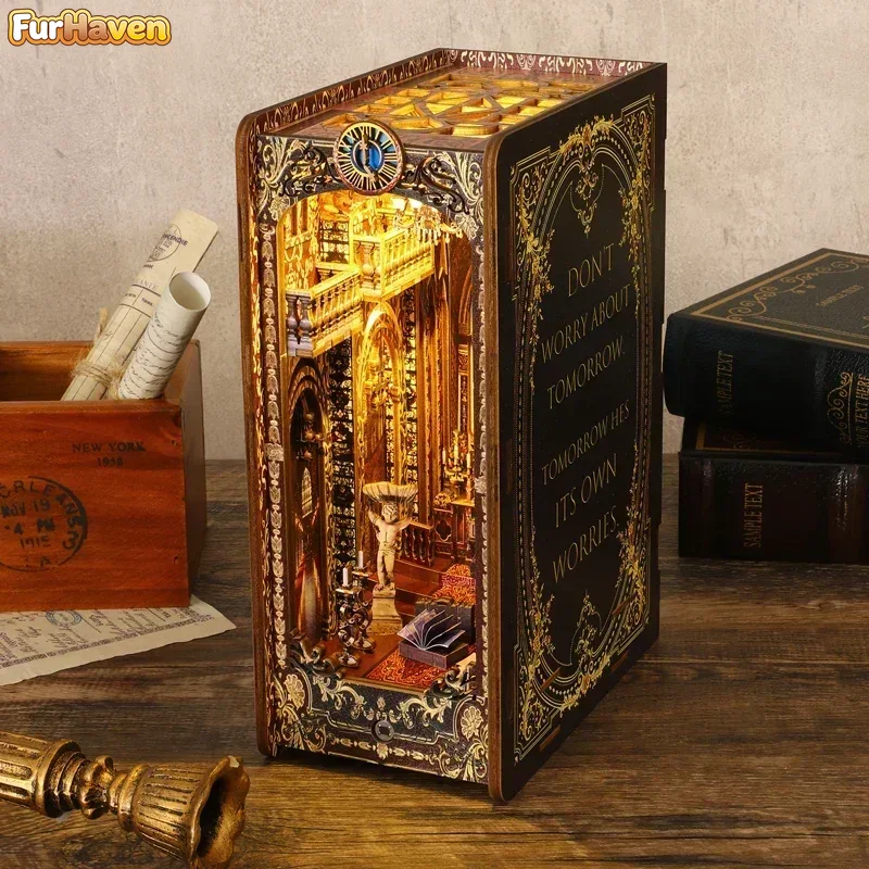 Diy Wooden Book Nook Kit Shelf Insert - DIY Ahşap Kitap Köşesi Raf Eklenti