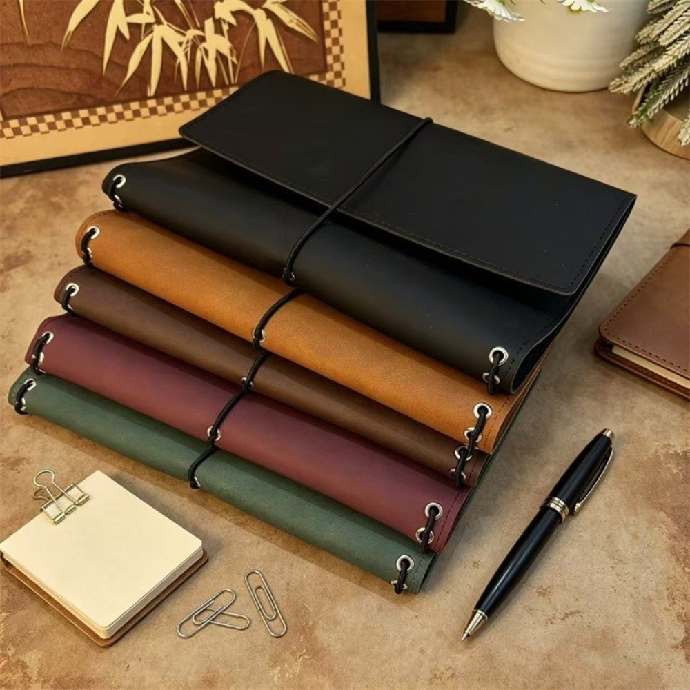 Vintage Leather Journal Notebook - A5 Defter Düzenleyici, Gevşek Yapraklı Kompakt