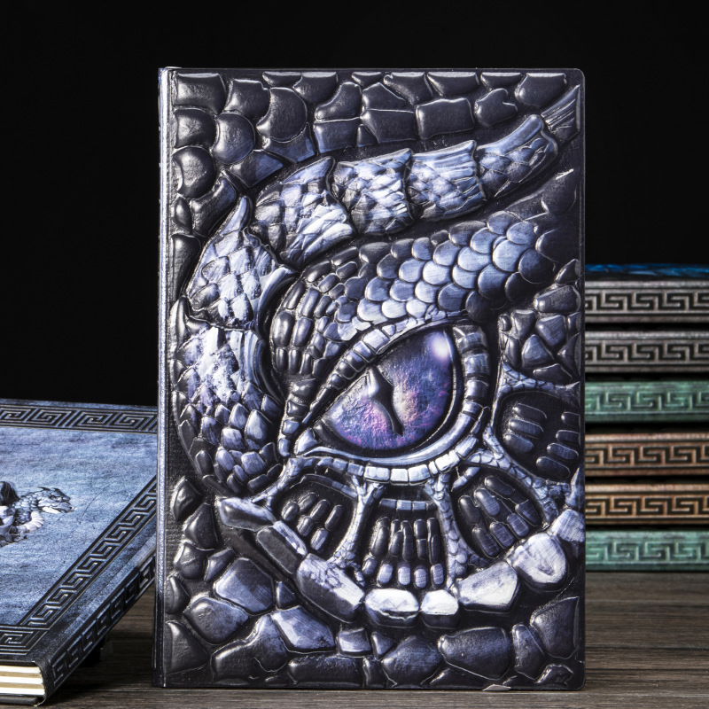 Vintage Leather Journal Notebook - A5 3D Kabartmalı Ejderha Gözü Defteri,